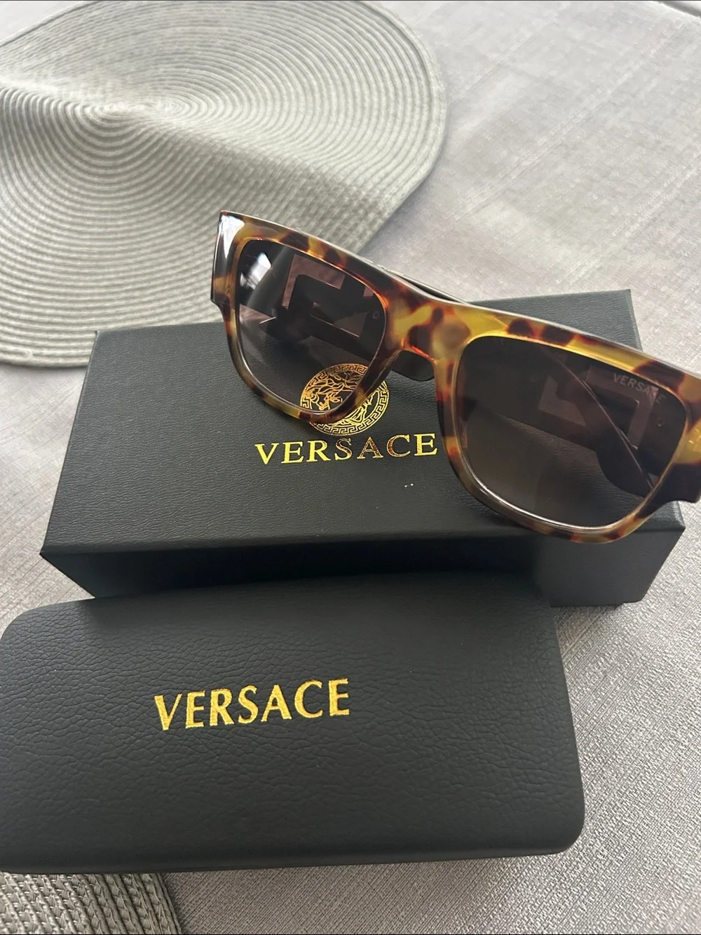 Versace Tortoiseshell Sunglasses with Dark Brown Lenses